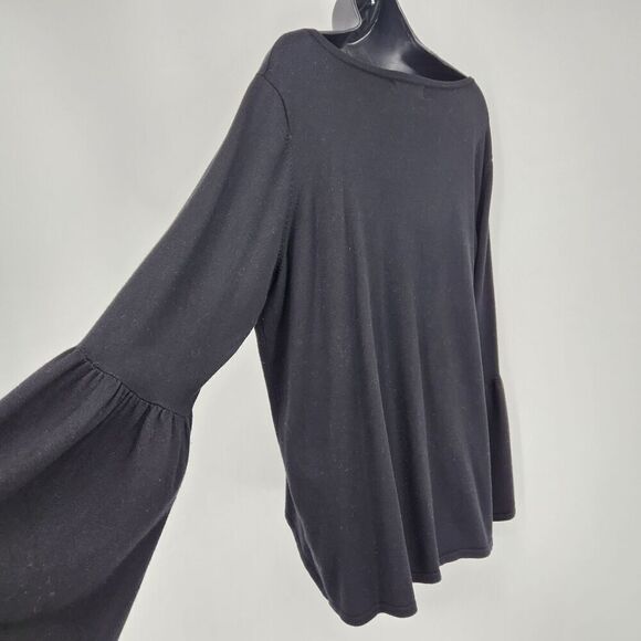 Philosophy Pullover Sweater Women's Plus Size 1X Black Bell Sleeves Embroidery - Picture 6 of 9